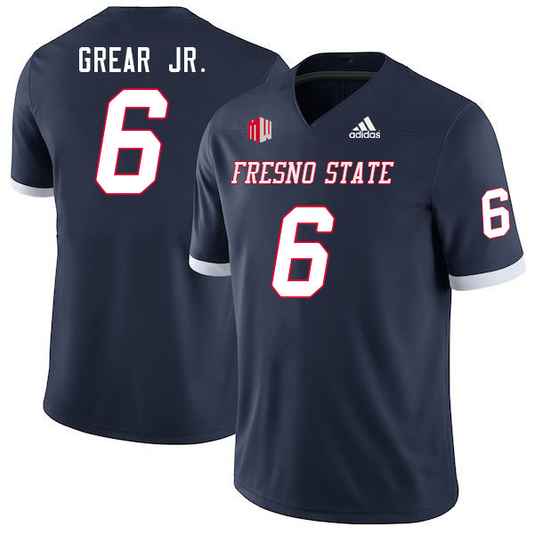 Men #6 Tim Grear Jr. Fresno State Bulldogs College Football Jerseys Stitched Sale-Navy - Click Image to Close
